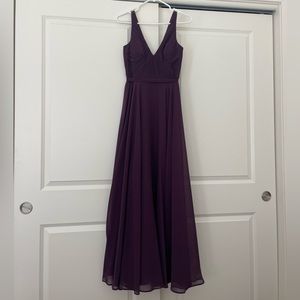 Dark purple bridesmaid or prom dress